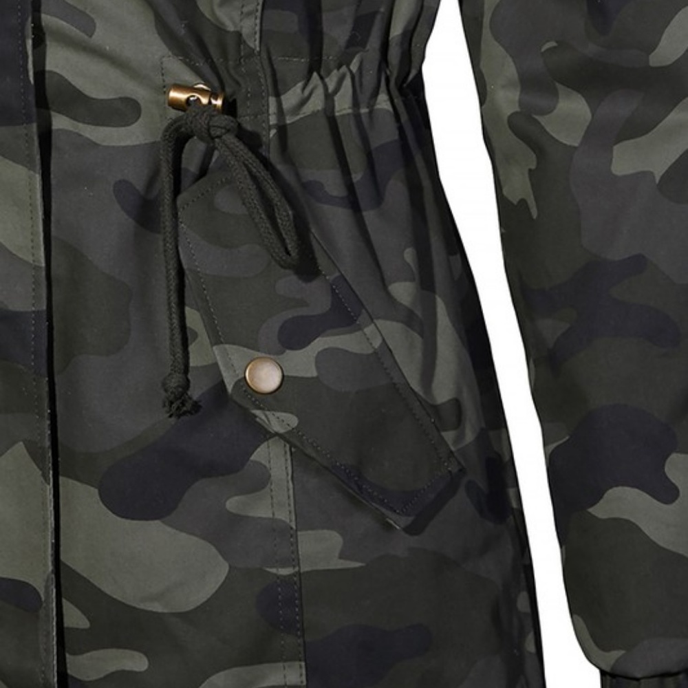 NEW LOVE TREE CAMO MILITARY SHERPA JACKET REMOVABLE FAUX FUR HOODED XS SM MD LG - Picture 6 of 8